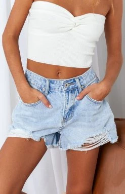 BB Exclusive Feathering Blue Denim Shorts