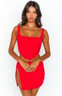 BB Exclusive Tops Felicity Red Corset Top