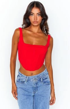 BB Exclusive Tops Felicity Red Corset Top