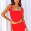 BB Exclusive Bottoms Felicity Red Mesh Mini Skirt