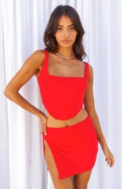 BB Exclusive Bottoms Felicity Red Mesh Mini Skirt