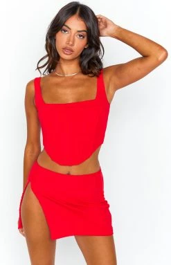 BB Exclusive Bottoms Felicity Red Mesh Mini Skirt
