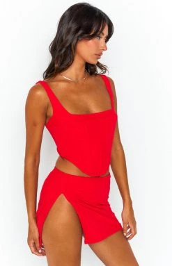 BB Exclusive Bottoms Felicity Red Mesh Mini Skirt
