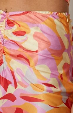 Beginning Boutique Ferla Orange Multi Printed Skirt