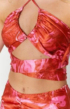 Beginning Boutique Ferla Pink Swirl Skirt Bottoms