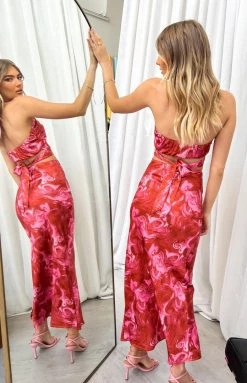 Beginning Boutique Ferla Pink Swirl Skirt Bottoms