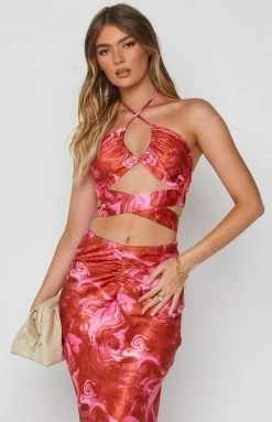 Beginning Boutique Ferla Pink Swirl Top Tops