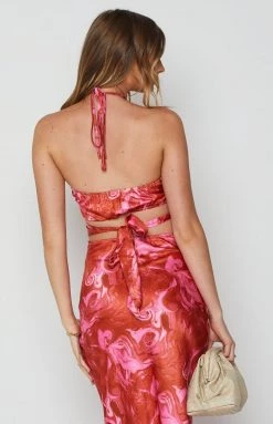 Beginning Boutique Ferla Pink Swirl Top Tops