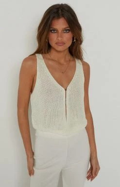 BB Exclusive Ferrerah White Ribbed Vest Top