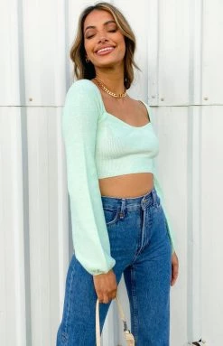 BB Exclusive Long Sleeve Tops Fever Knit Sweater Mint