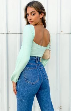 BB Exclusive Long Sleeve Tops Fever Knit Sweater Mint