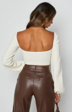 BB Exclusive Long Sleeve Tops Fever Knit Sweater White