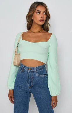 BB Exclusive Long Sleeve Tops Fever Knit Sweater Mint