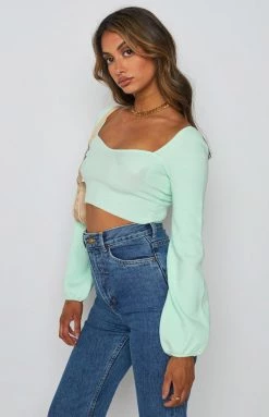 BB Exclusive Long Sleeve Tops Fever Knit Sweater Mint