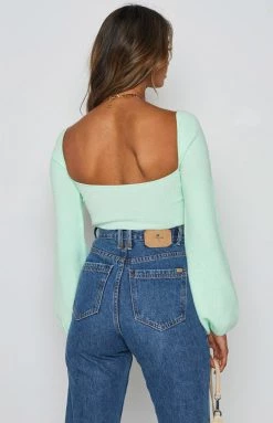 BB Exclusive Long Sleeve Tops Fever Knit Sweater Mint