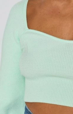 BB Exclusive Long Sleeve Tops Fever Knit Sweater Mint
