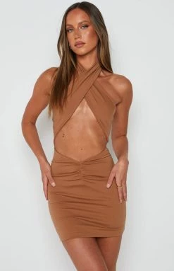 BB Exclusive Finley Tan Halter Mini Dress 13 BB Exclusive Finley Tan Halter Mini Dress