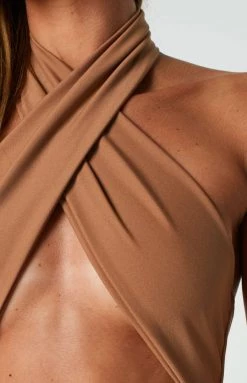 BB Exclusive Finley Tan Halter Mini Dress 16 BB Exclusive Finley Tan Halter Mini Dress