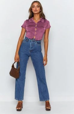 Beginning Boutique Tops Fischer Polo Top Purple