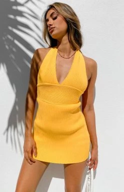 BB Exclusive Flamingo Dress Yellow Dresses