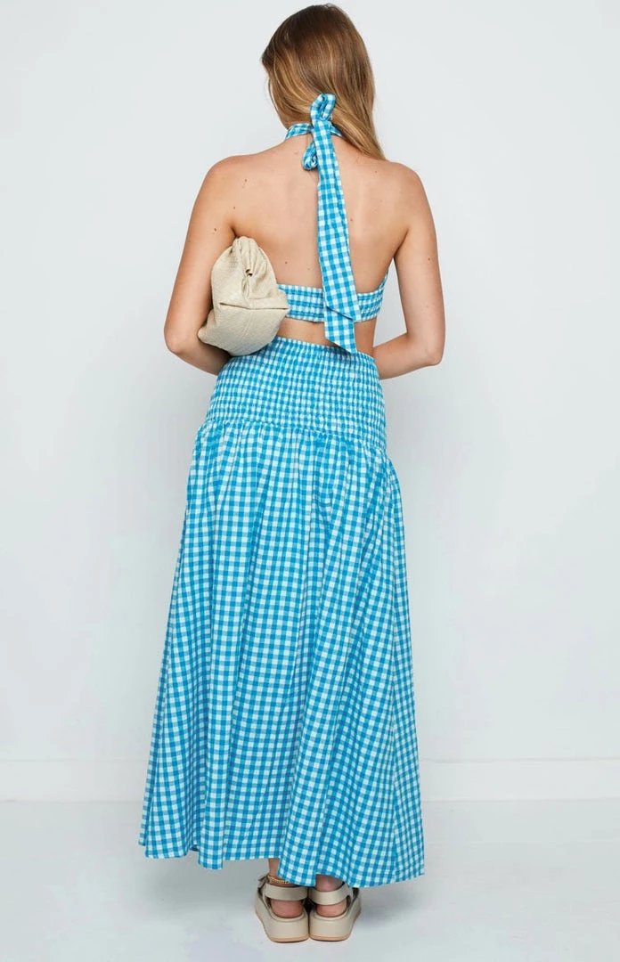 Beginning Boutique Bottoms Fletcher Blue Check Midi Skirt 5 Beginning Boutique Bottoms Fletcher Blue Check Midi Skirt