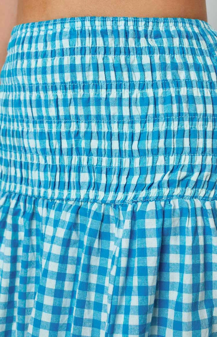 Beginning Boutique Bottoms Fletcher Blue Check Midi Skirt 6 Beginning Boutique Bottoms Fletcher Blue Check Midi Skirt