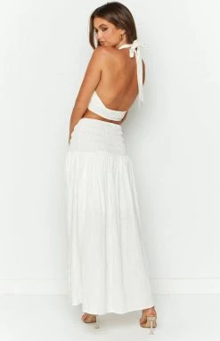 Beginning Boutique Bottoms Fletcher White Midi Skirt