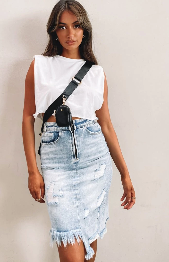 BB Exclusive Fleur Denim Midi Skirt Vintage Blue Bottoms 1 BB Exclusive Fleur Denim Midi Skirt Vintage Blue Bottoms