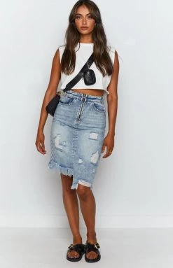 BB Exclusive Fleur Denim Midi Skirt Vintage Blue Bottoms 12 BB Exclusive Fleur Denim Midi Skirt Vintage Blue Bottoms