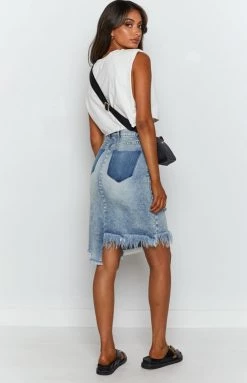 BB Exclusive Fleur Denim Midi Skirt Vintage Blue Bottoms 14 BB Exclusive Fleur Denim Midi Skirt Vintage Blue Bottoms