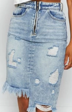 BB Exclusive Fleur Denim Midi Skirt Vintage Blue Bottoms 15 BB Exclusive Fleur Denim Midi Skirt Vintage Blue Bottoms