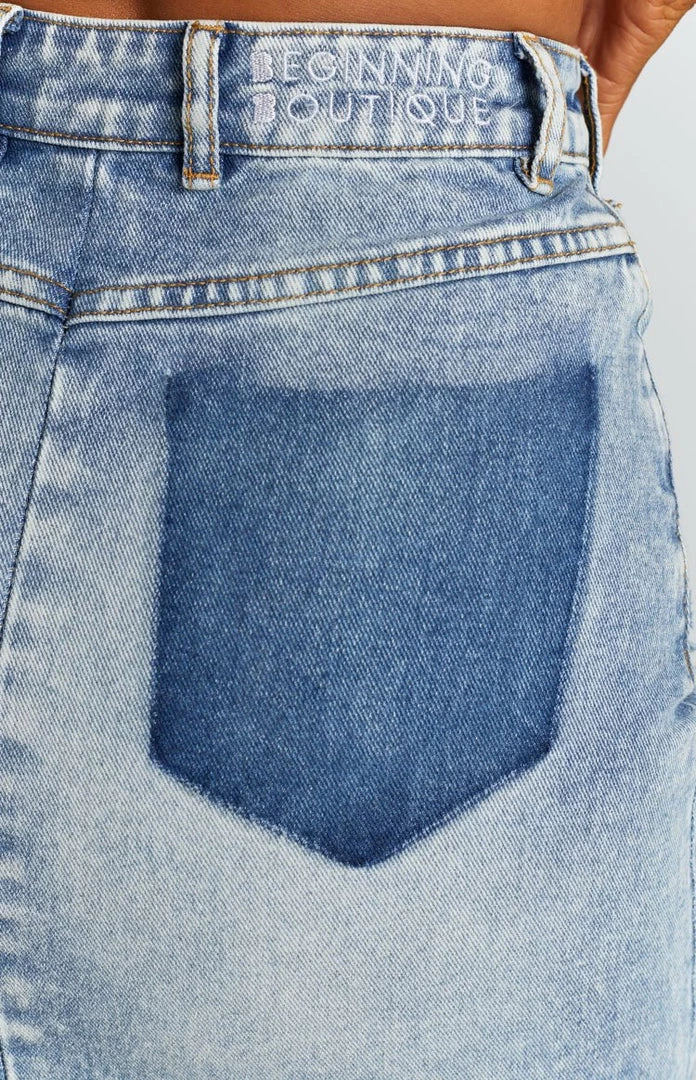 BB Exclusive Fleur Denim Midi Skirt Vintage Blue Bottoms 8 BB Exclusive Fleur Denim Midi Skirt Vintage Blue Bottoms