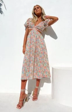 Beginning Boutique Fleur Floral Print Midi Dress New