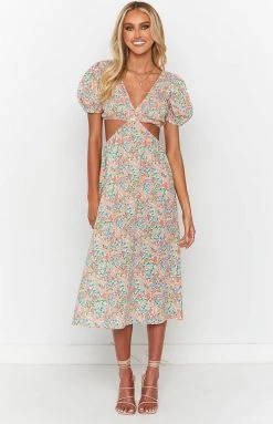 Beginning Boutique Fleur Floral Print Midi Dress New