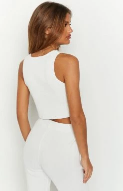 BB Exclusive Fleur White Tie Top Tops