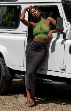 BB Exclusive Tops Flirtini Halter Top Green