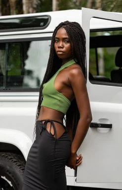 BB Exclusive Tops Flirtini Halter Top Green