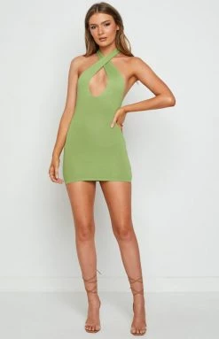 BB Exclusive Flirtini Halter Dress Green