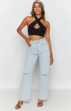 BB Exclusive Tops Flirtini Halter Top Black