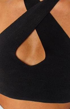BB Exclusive Tops Flirtini Halter Top Black