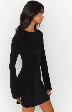 BB Exclusive Florence Black Lace Up Mini Dress