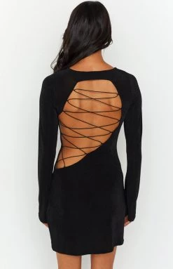 BB Exclusive Florence Black Lace Up Mini Dress
