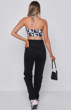 BB Exclusive Florida Straight Leg Jeans Black Wash Bottoms