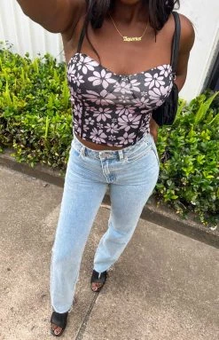 Beginning Boutique Rexie Purple Printed Top Tops