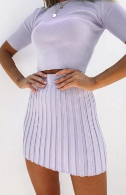 Beginning Boutique Forgiven Knit Skirt Lilac