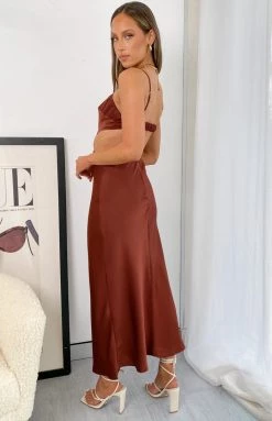 Beginning Boutique Forgiveness Cut Out Satin Dress Rust