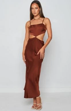 Beginning Boutique Forgiveness Cut Out Satin Dress Rust