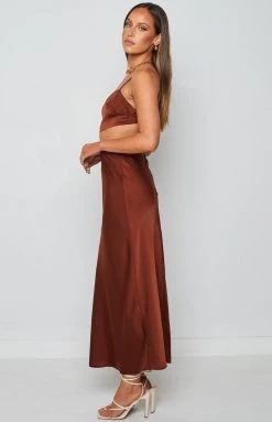 Beginning Boutique Forgiveness Cut Out Satin Dress Rust