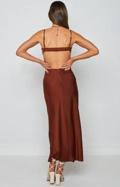 Beginning Boutique Forgiveness Cut Out Satin Dress Rust