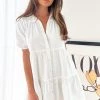 BB Exclusive Frances White Linen Tiered Dress Dresses